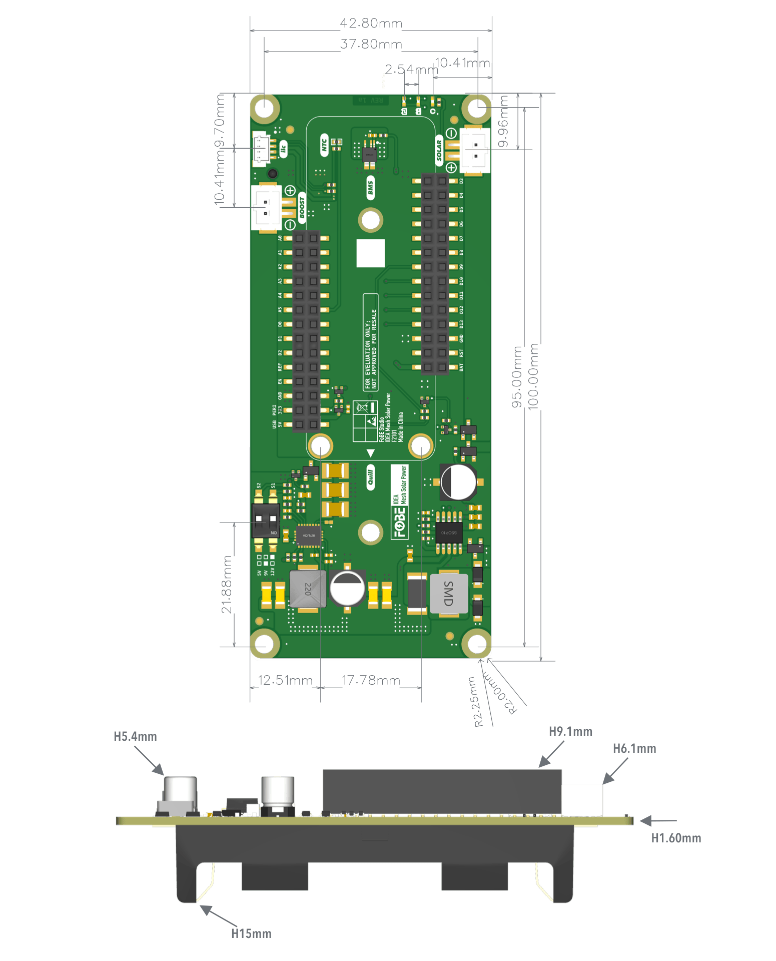 FoBE Mesh Solar Power Mechanical Dimensions