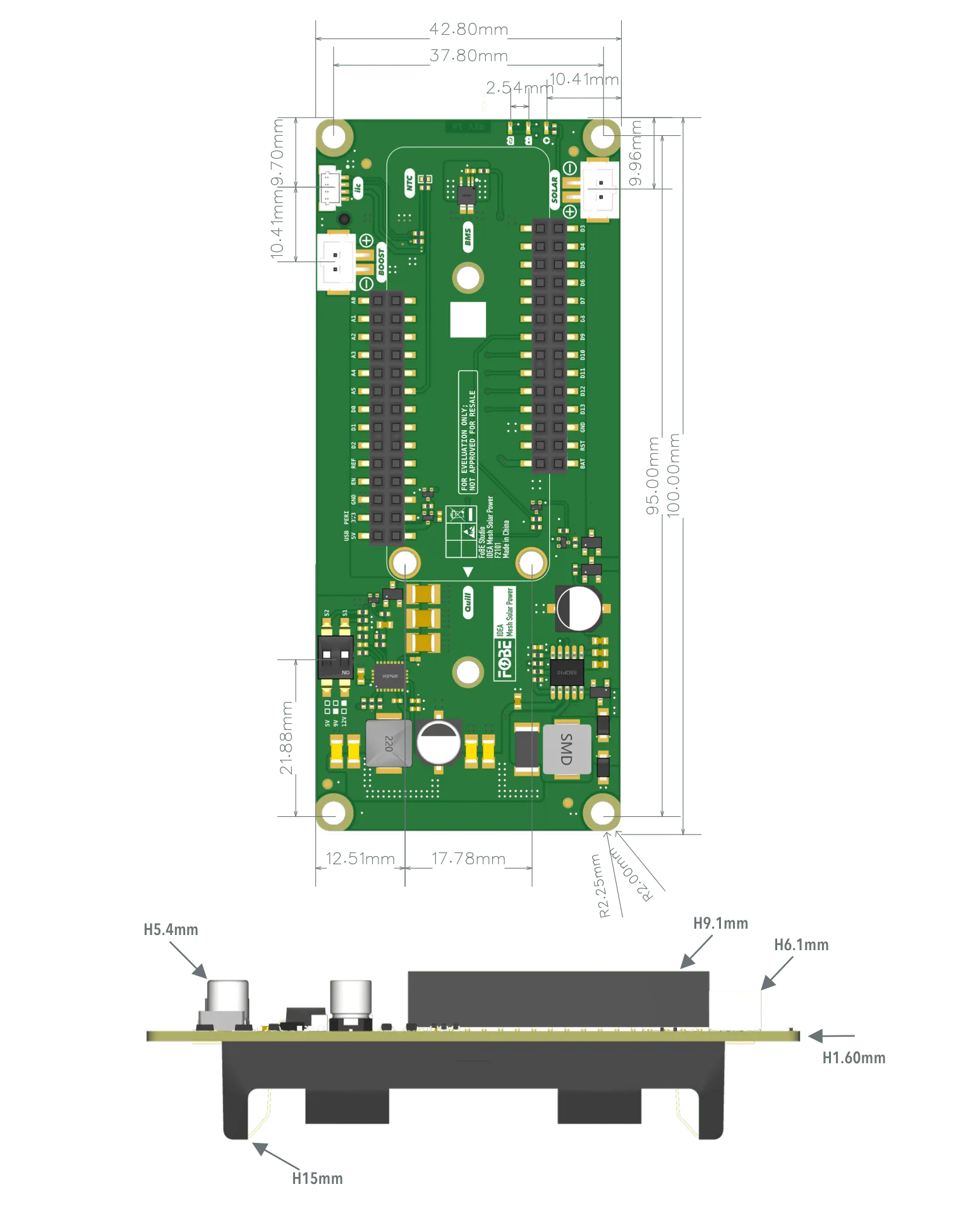 FoBE Mesh Solar Power Mechanical Dimensions