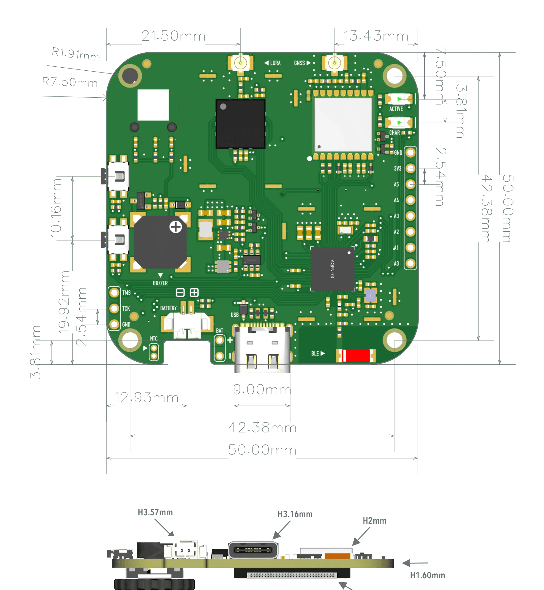 FoBE Mesh Tracker C1 Mechanical Dimensions