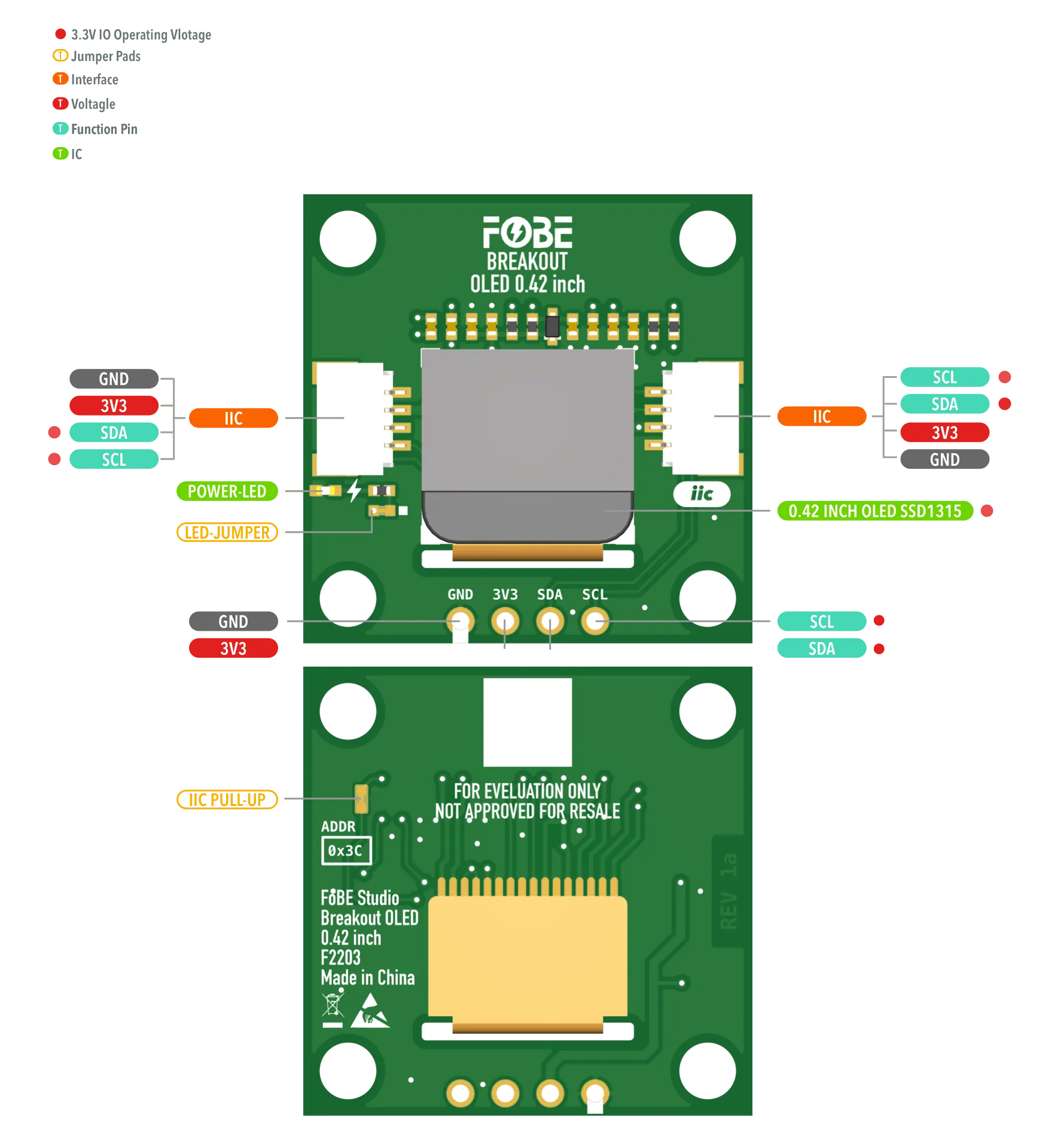 FoBE Breakout OLED 0.42 inch Hardware Diagram