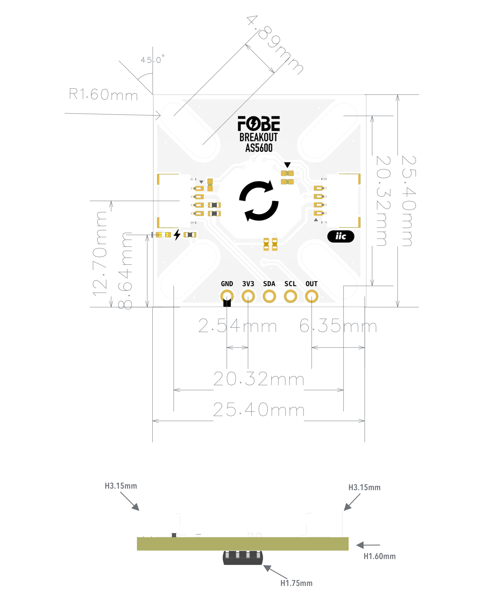 FoBE Breakout AS5600 Mechanical Dimensions
