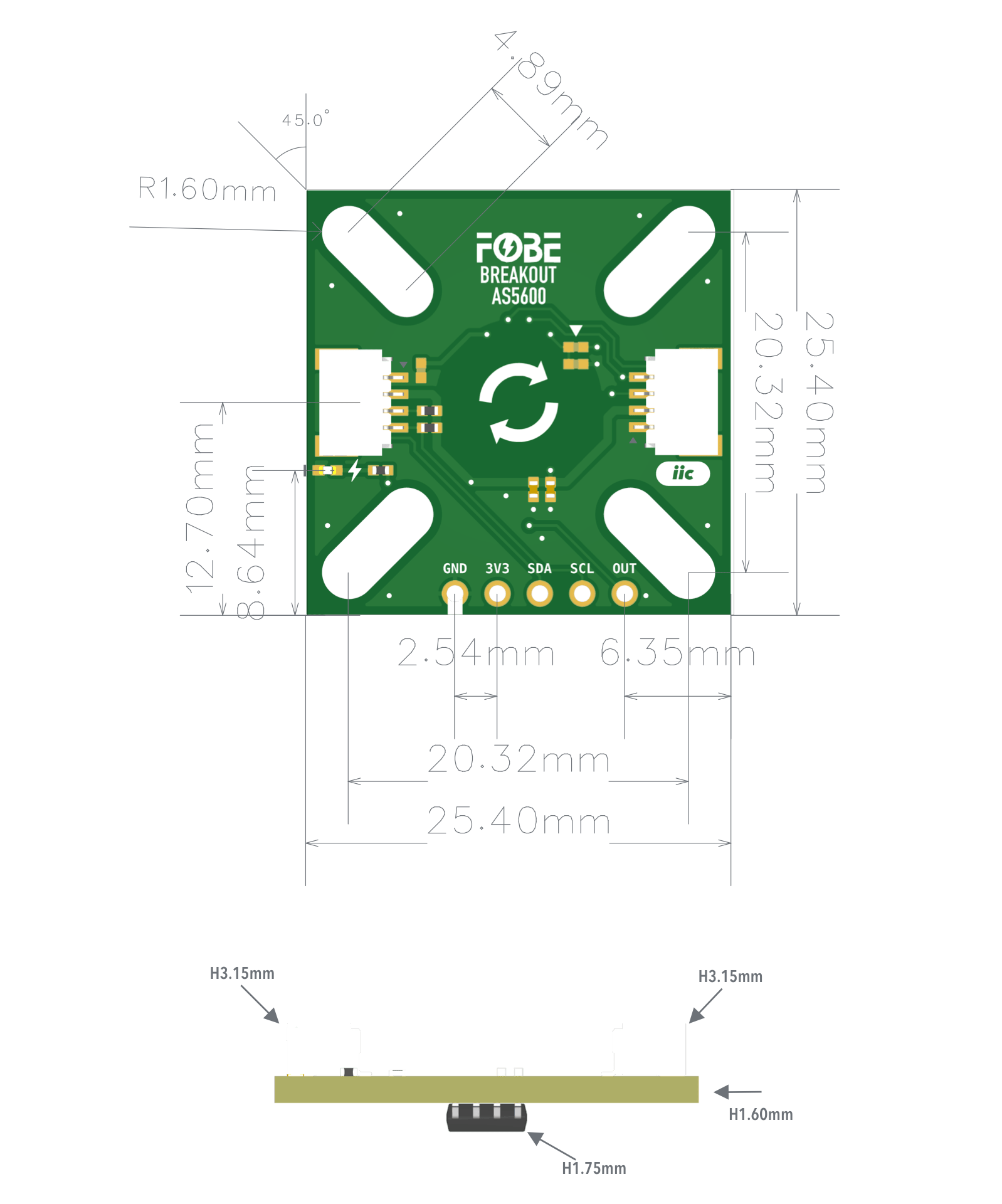 FoBE Breakout AS5600 Mechanical Dimensions