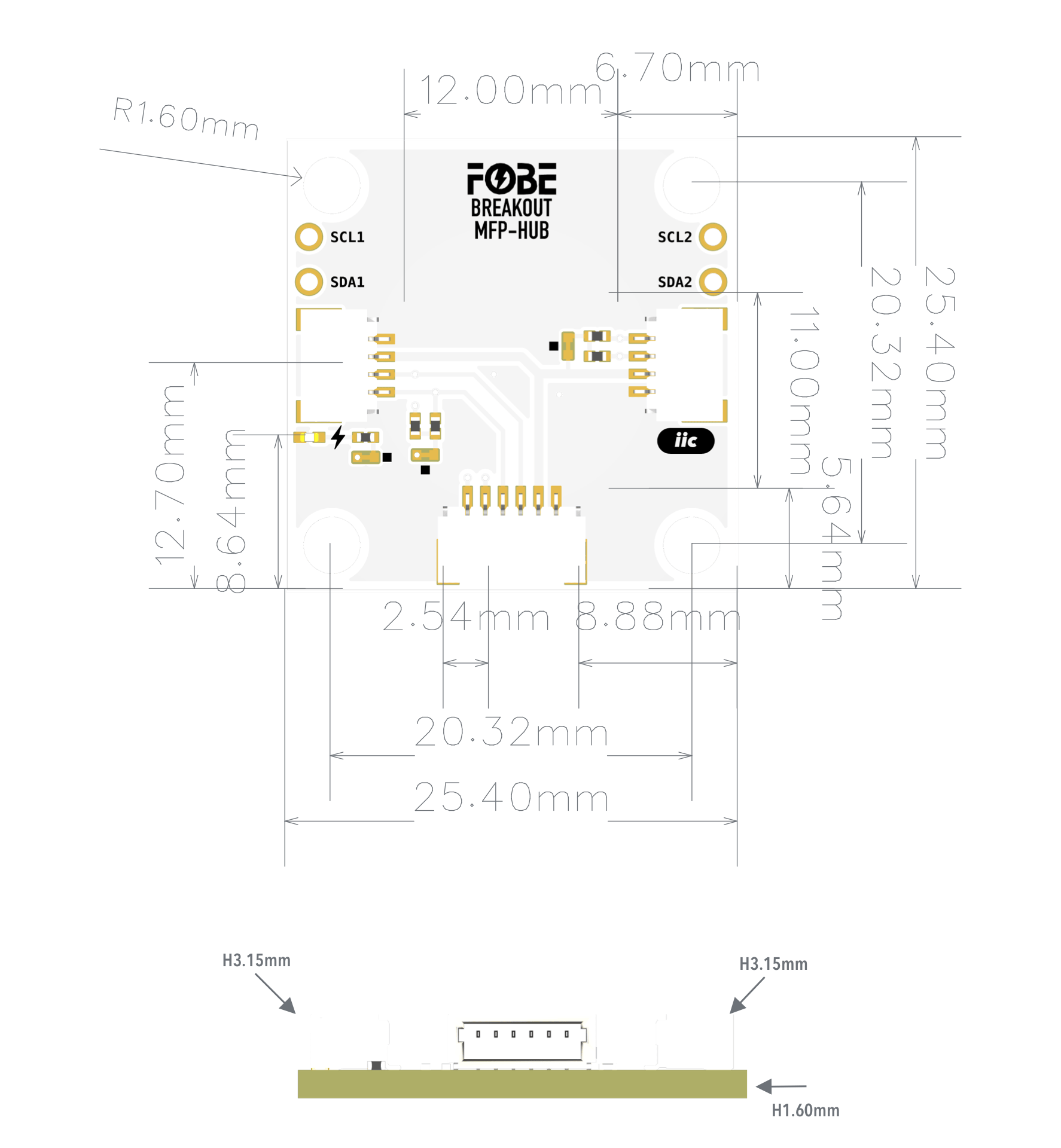 FoBE Breakout MFP-HUB Mechanical Dimensions